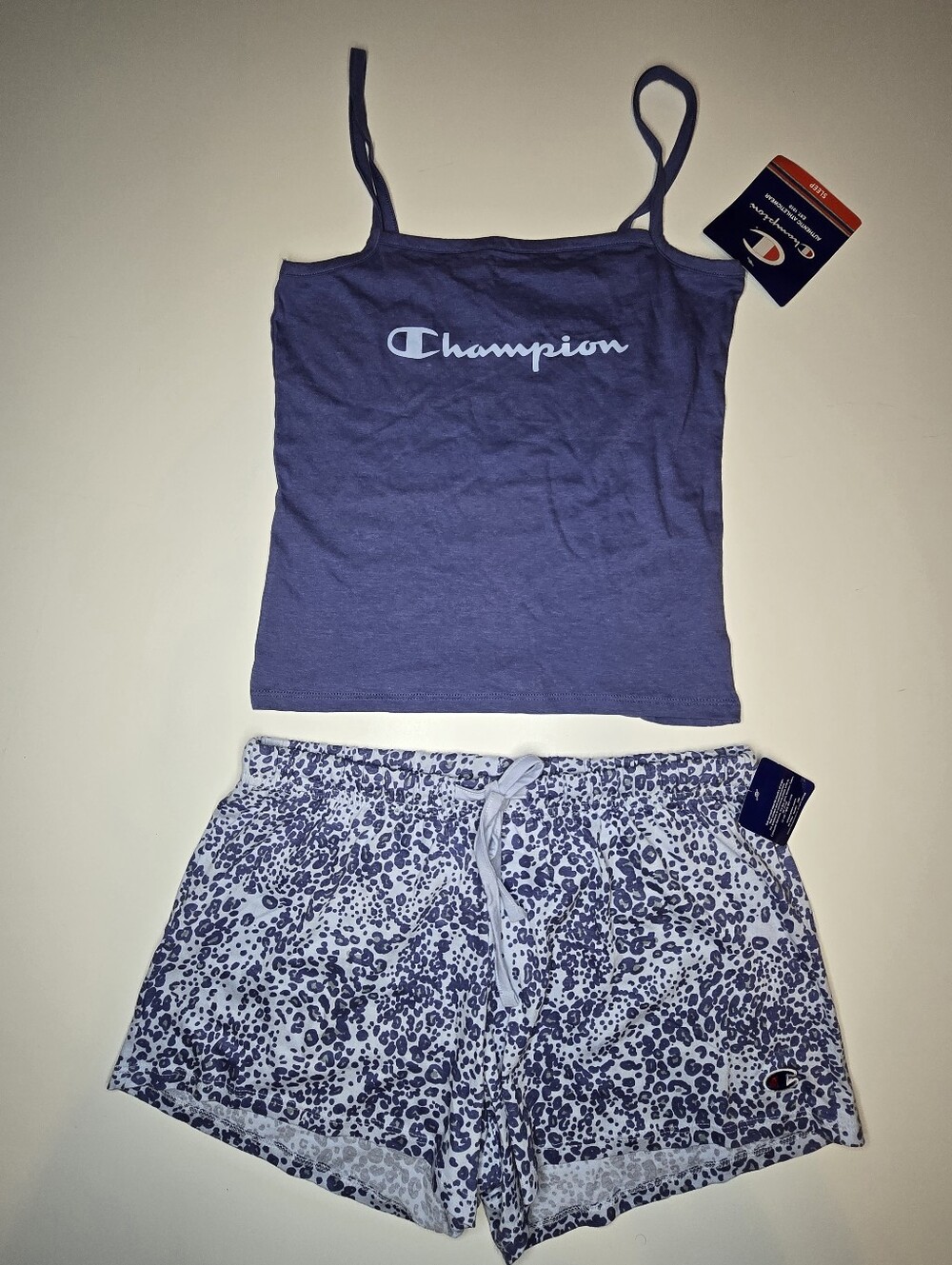 NWT Champion Women's Pajama Set Small Cami Tank Top Shorts Animal Leopard Print